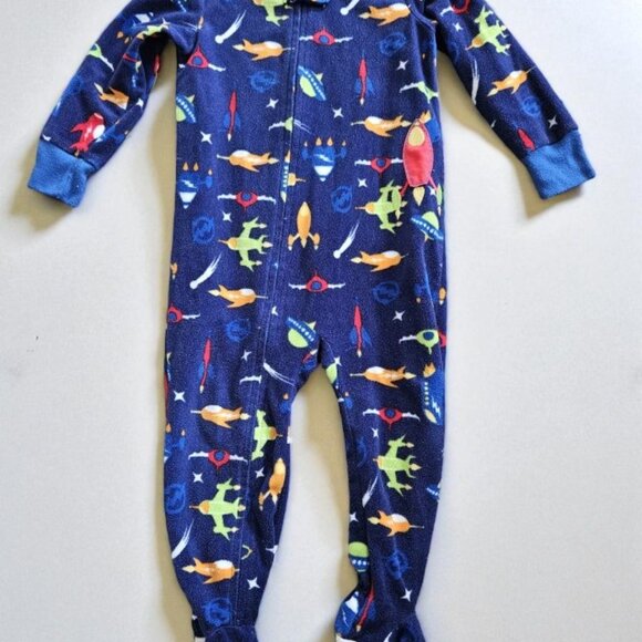 STANDARD BLUES Blue Spaceship Theme Fleece Blanket Sleeper Boys 3T * - Picture 2 of 3